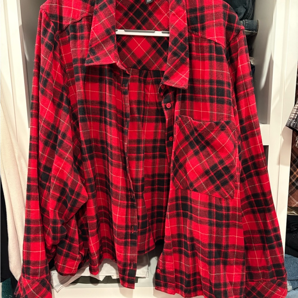 Torrid Red and Black Checkered Shirt